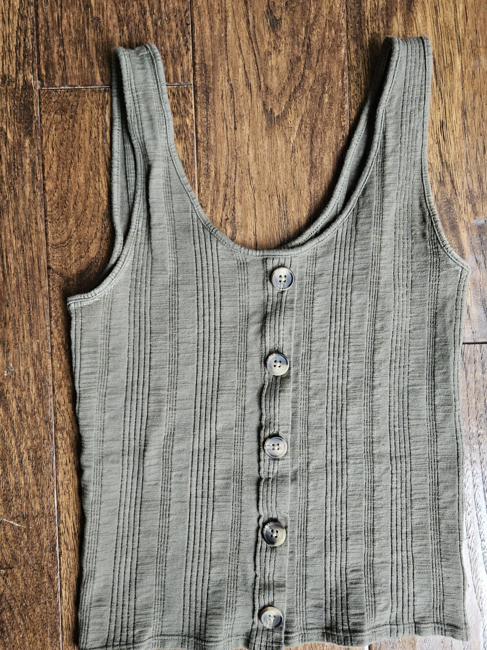 American Eagle Outfitters Olive Ribbed Scoop Tank